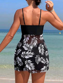 Tropical Print Ruched Bikini Swimsuit | ZAKAPOP