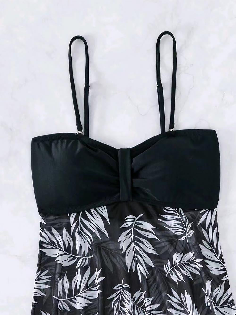 Tropical Print Ruched Bikini Swimsuit | ZAKAPOP