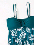 Tropical Print Ruched Bikini Swimsuit | ZAKAPOP