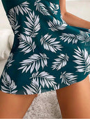 Tropical Print Ruched Bikini Swimsuit | ZAKAPOP