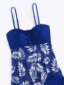 Tropical Print Ruched Bikini Swimsuit | ZAKAPOP