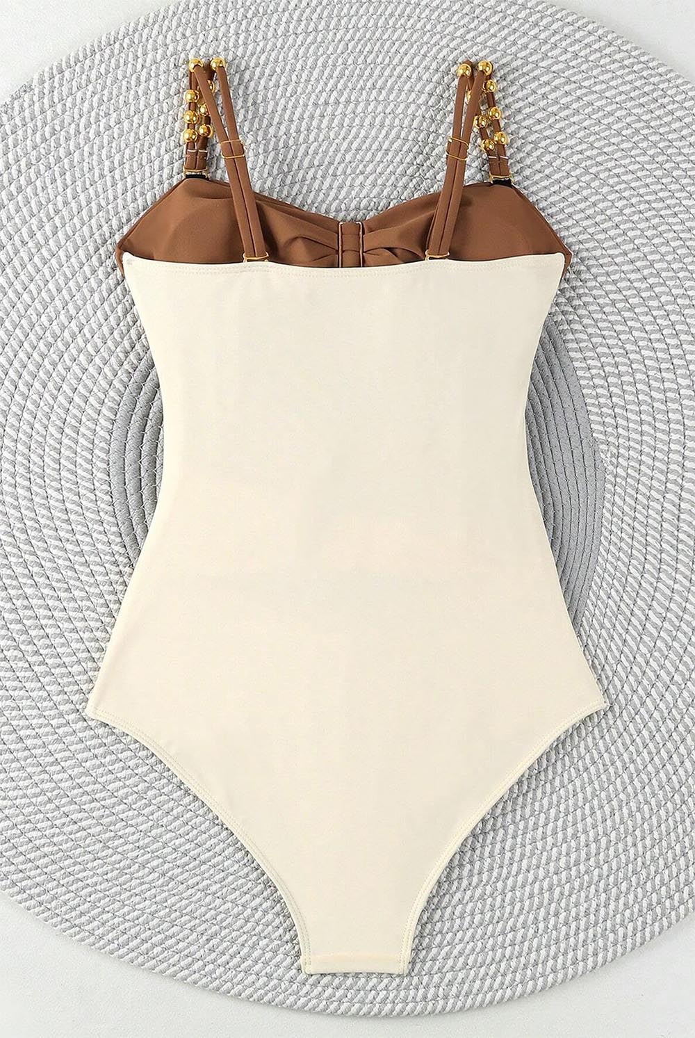 Women One Piece Color Block Cutout Padded Swimsuit Set | ZAKAPOP