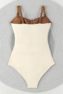 Women One Piece Color Block Cutout Padded Swimsuit Set | ZAKAPOP