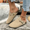 Women's Buckle Strap Flat Mules | ZAKAPOP