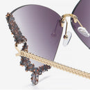 Women's Fashionable Butterfly Rhinestone Frameless Gradient Sunglasses | ZAKAPOP
