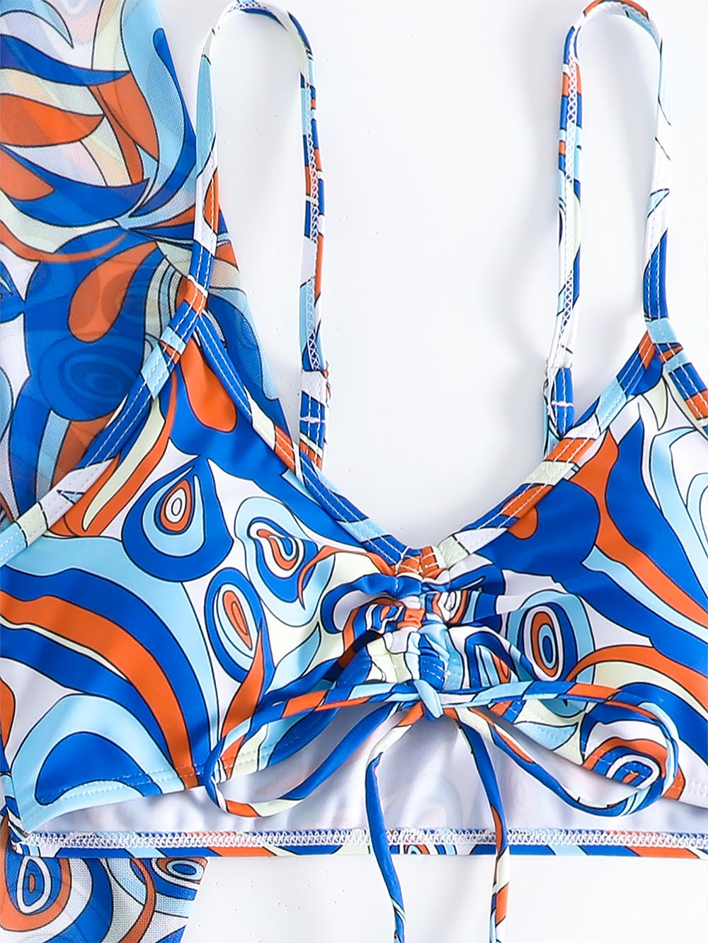 Women's Geometric Print Three-Piece Set Swimsuit with Long-Sleeve Hoodie | ZAKAPOP