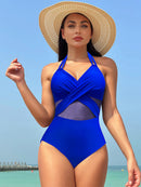 Women's New Solid Color Mesh One-Piece Swimwear | ZAKAPOP