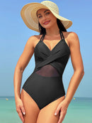 Women's New Solid Color Mesh One-Piece Swimwear | ZAKAPOP