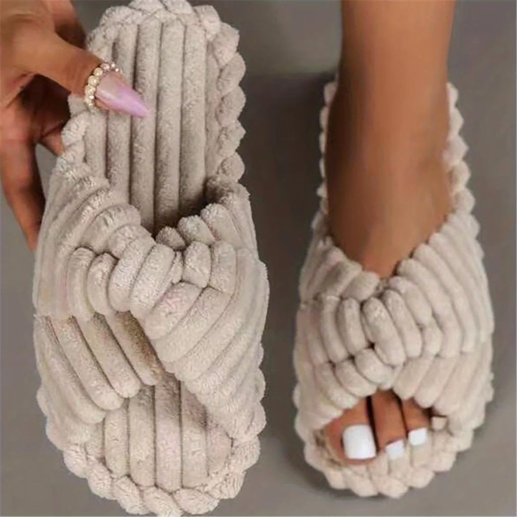 Women's Open Toe Cross Strap Home Slippers | ZAKAPOP