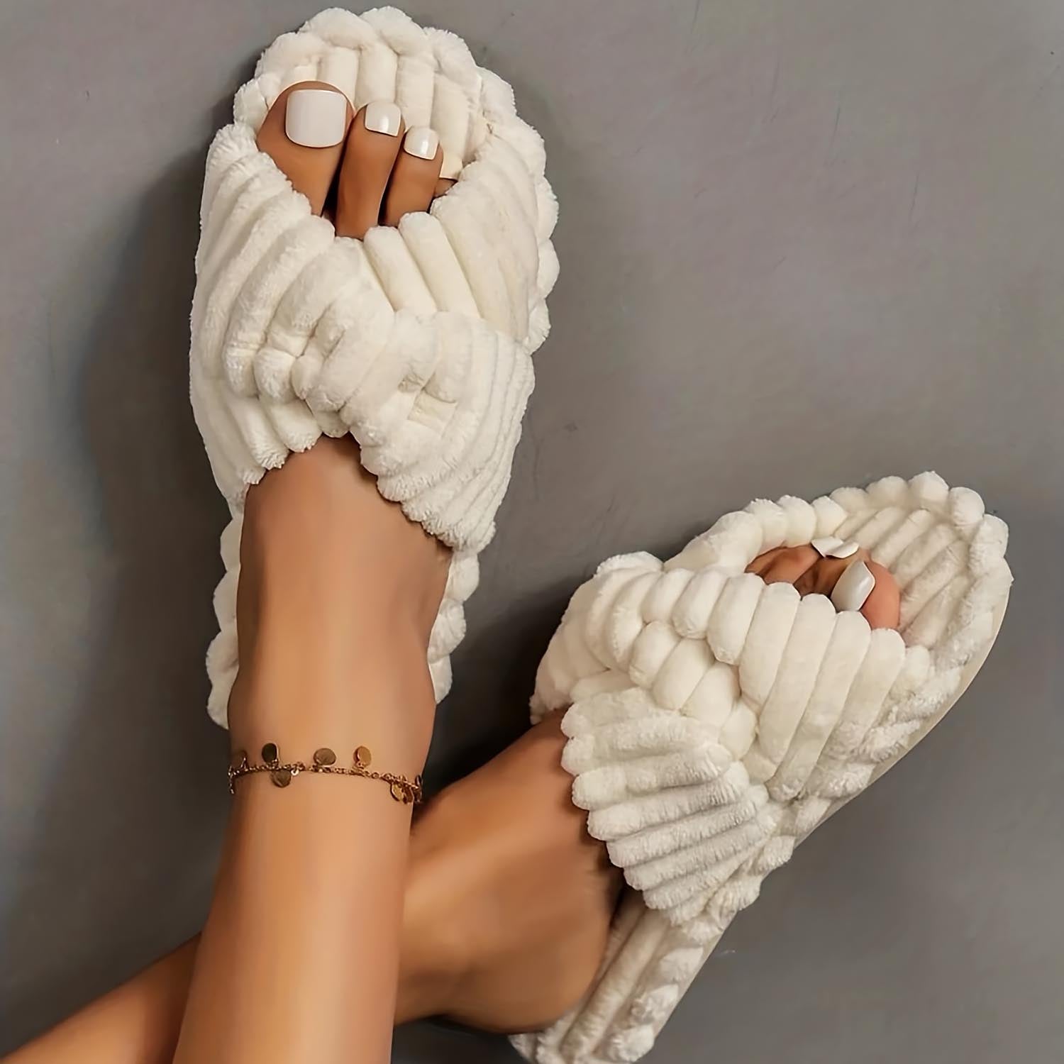 Women's Open Toe Cross Strap Home Slippers | ZAKAPOP