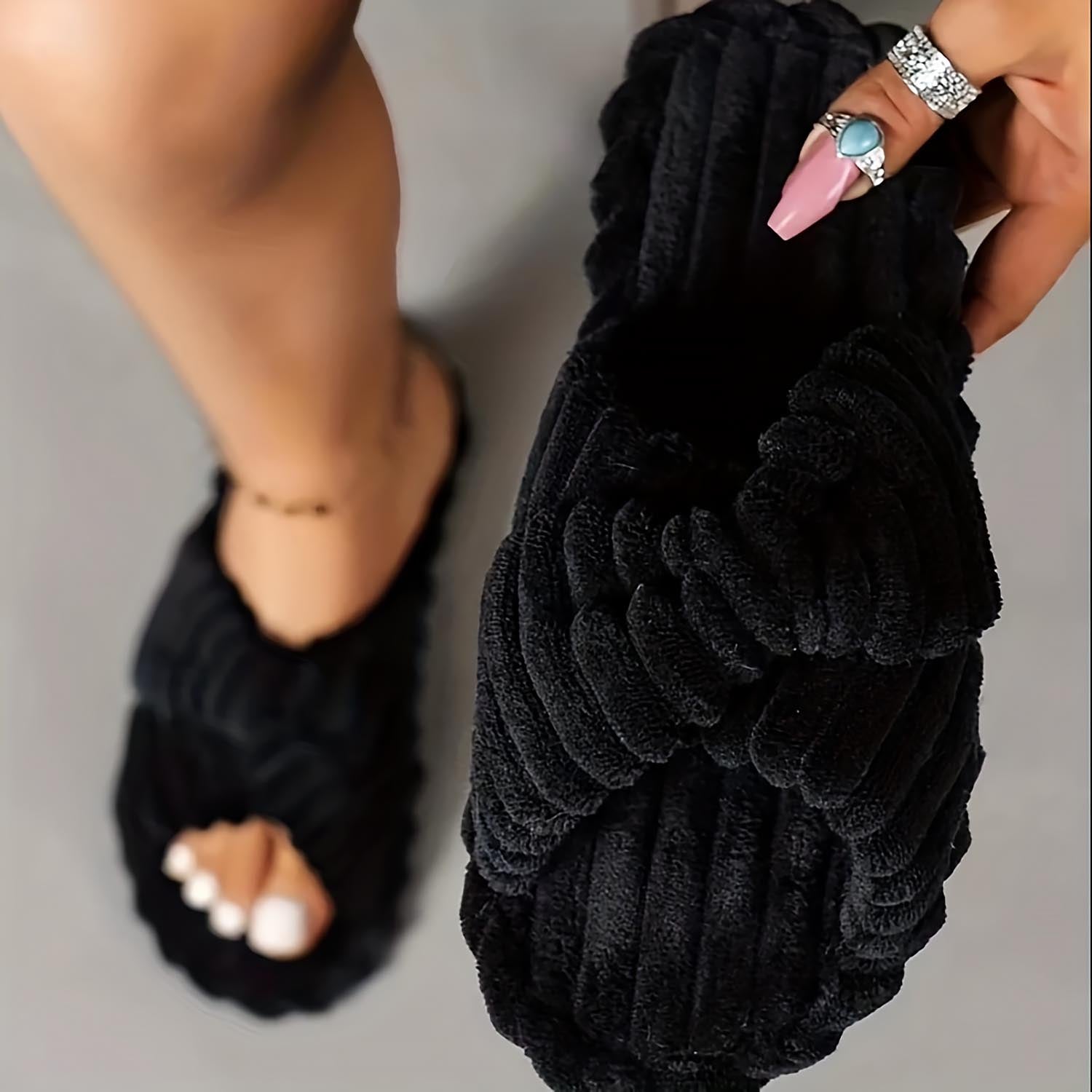 Women's Open Toe Cross Strap Home Slippers | ZAKAPOP