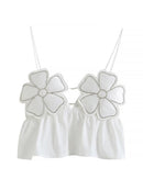 Women's Sexy Floral Decorative Crop Top | ZAKAPOP