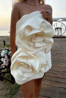 Sexy Floral Embellished Strapless Off-Shoulder Mini Dress | ZAKAPOP