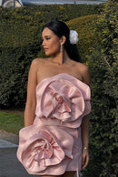 Sexy Floral Embellished Strapless Off-Shoulder Mini Dress | ZAKAPOP