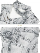 Y2K Slimming Faux Denim Print Tank Top | ZAKAPOP