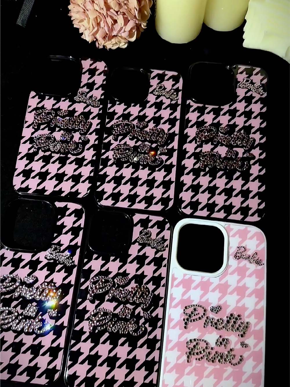 Zircon Checkered Rhinestone Resin Phone Case  | ZAKAPOP