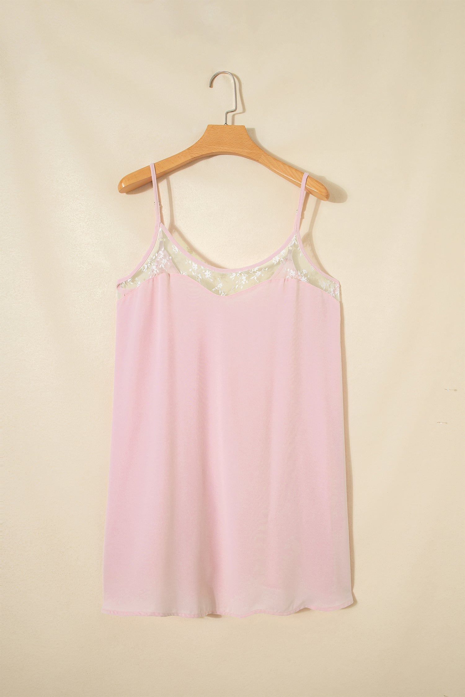 Sheer Lace Patchwork Camisole Nightgown Dress