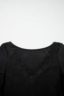 Lace Trim V-Neck Long Sleeve Top