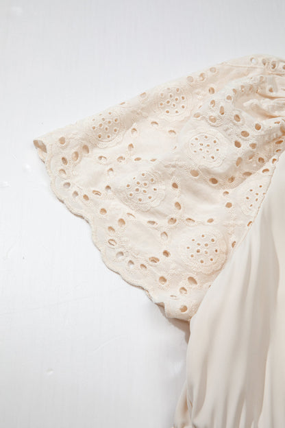 Plus Size Embroidered Eyelet Patchwork V-Neck Maxi Dress