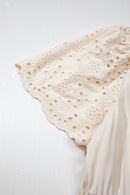 Plus Size Embroidered Eyelet Patchwork V-Neck Maxi Dress