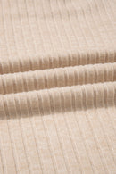 Solid Ribbed Knit Cowl Neck Long Sleeve Top