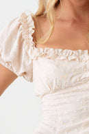 Boho Off-Shoulder Crop Top & Ruffle Skirt Set