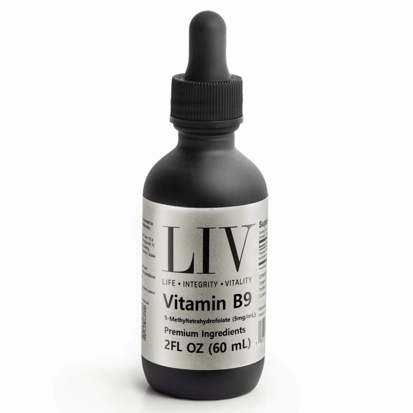 Vitamin B9 Folic Acid Liquid (5-MTHF 5,000mcg, 60 servings)