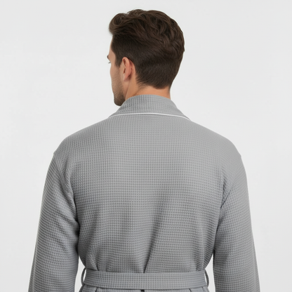 Premium Waffle Piping Robe for Men