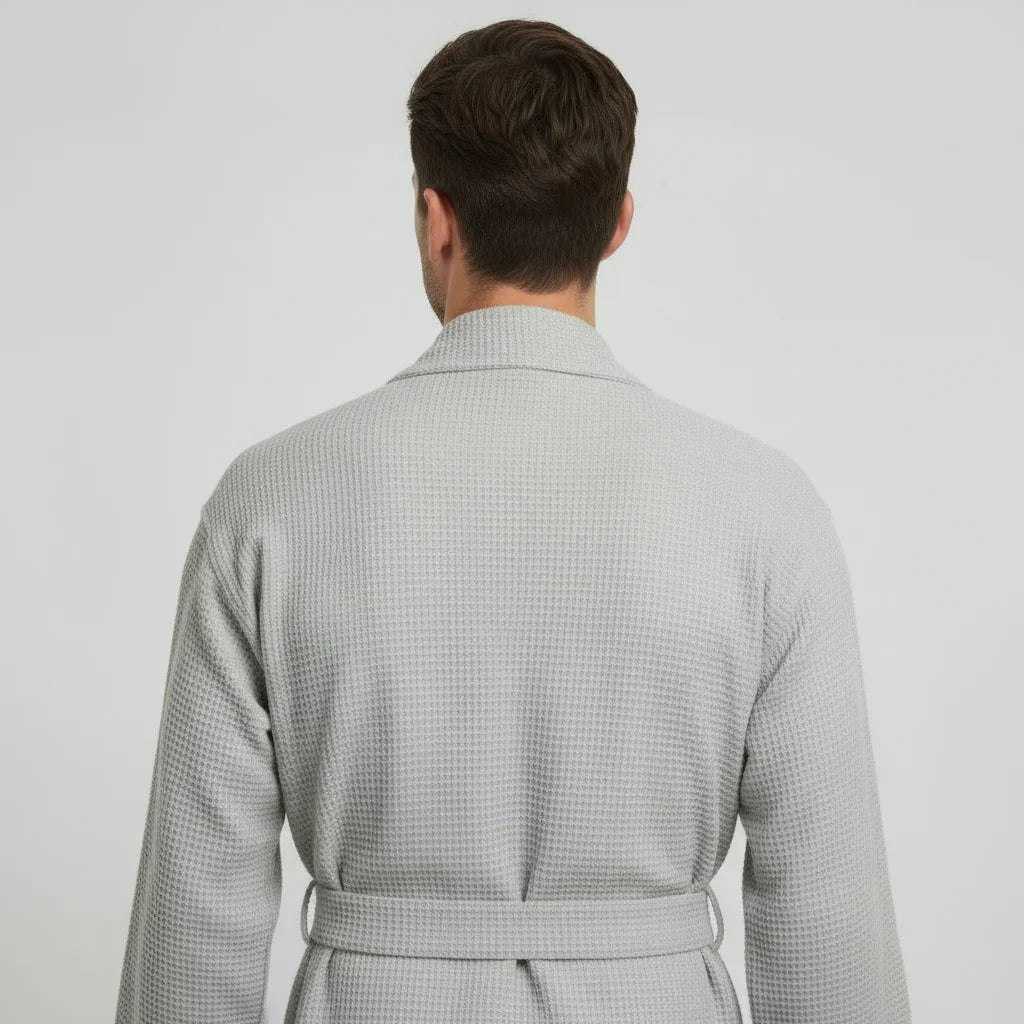 Waffle Spa Bathrobe for Men -  Absorbent, Lightweight