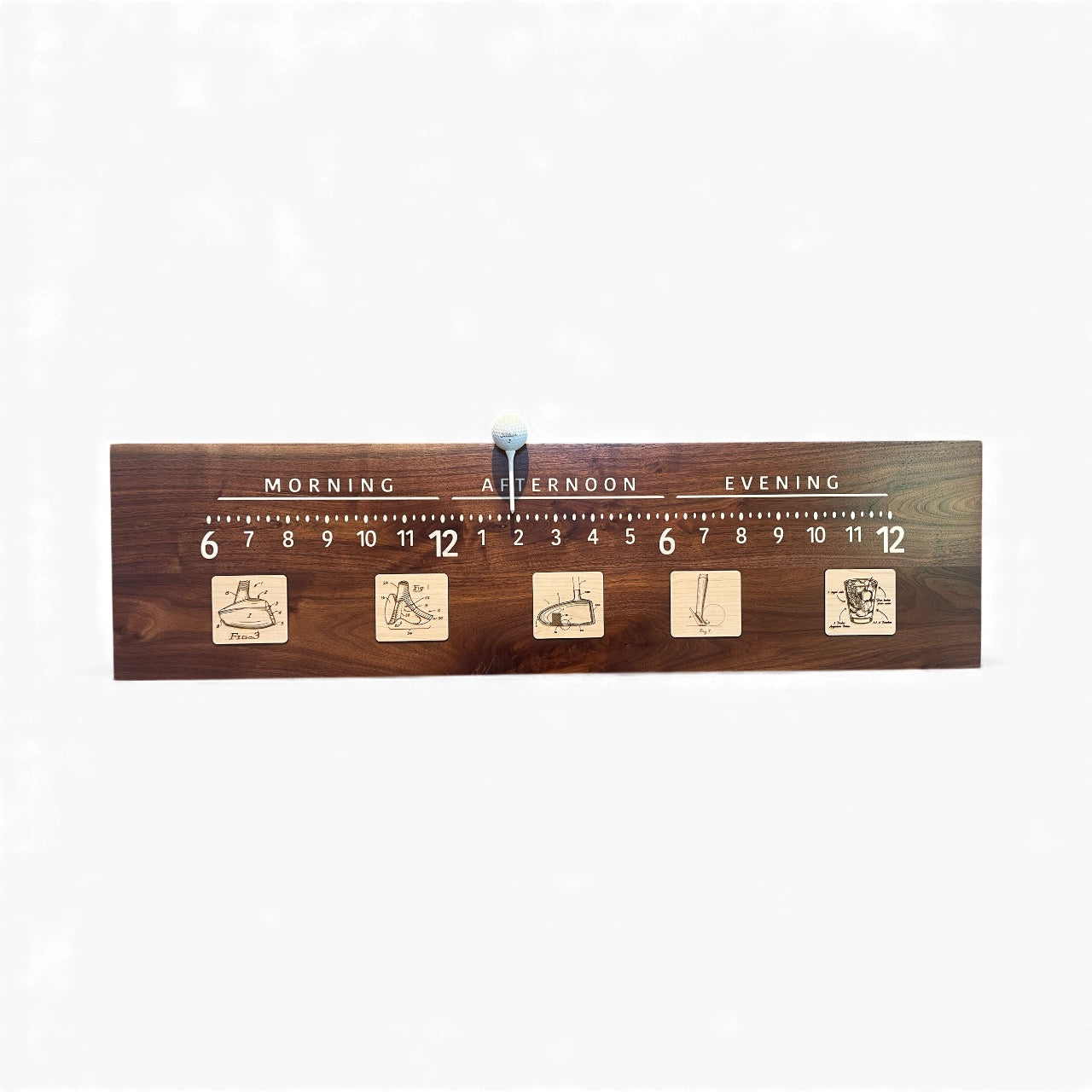 Baffie: 3-foot Walnut/resin golf clock