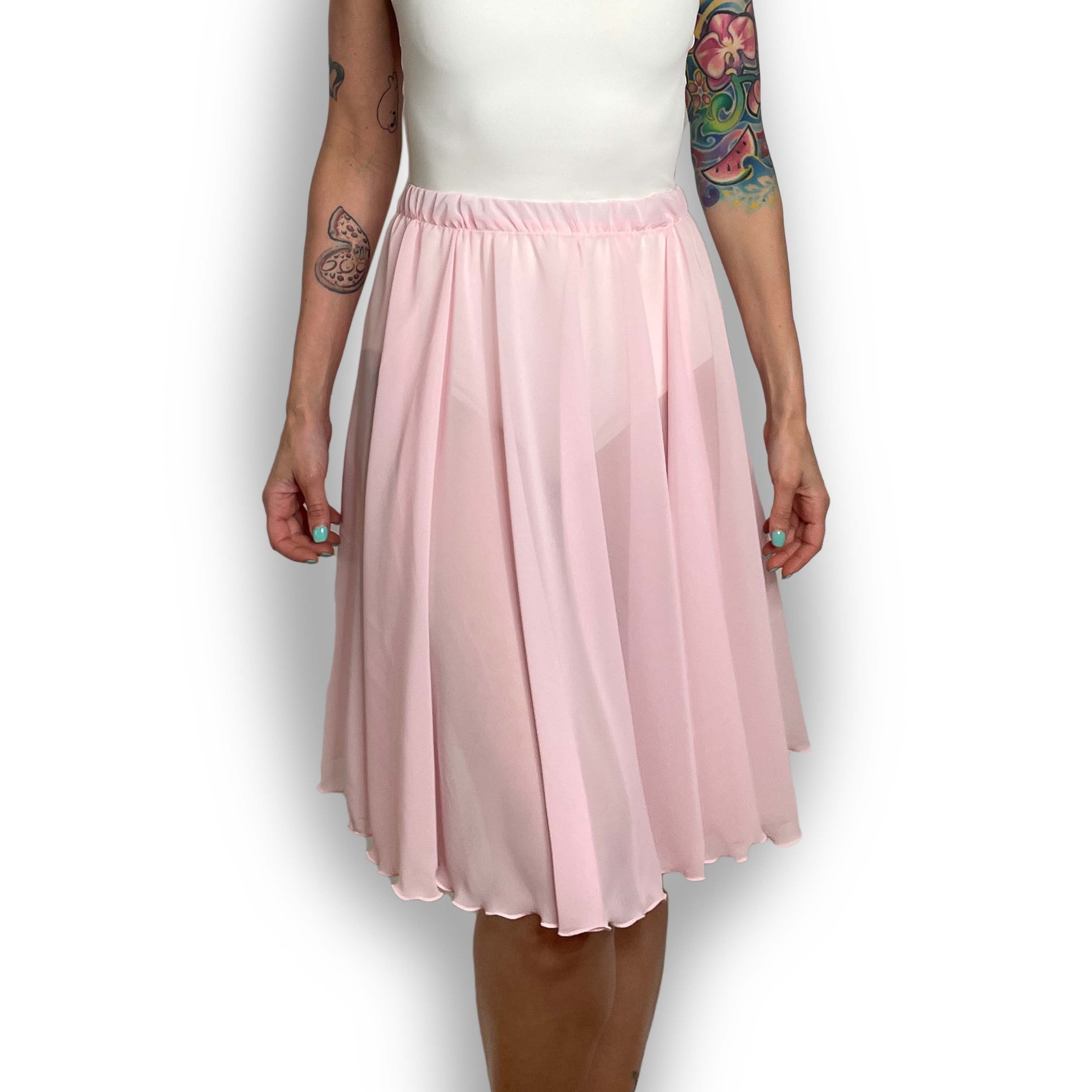 Pink Chiffon Ballet Pull On Skirt - Ballet Rehearsal Skirt - Pirouette Skirt