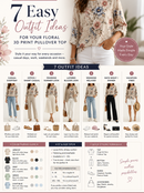 Women's Floral 3D Print Pullover Top – Loose Fit Elegant Casual S to 3XL