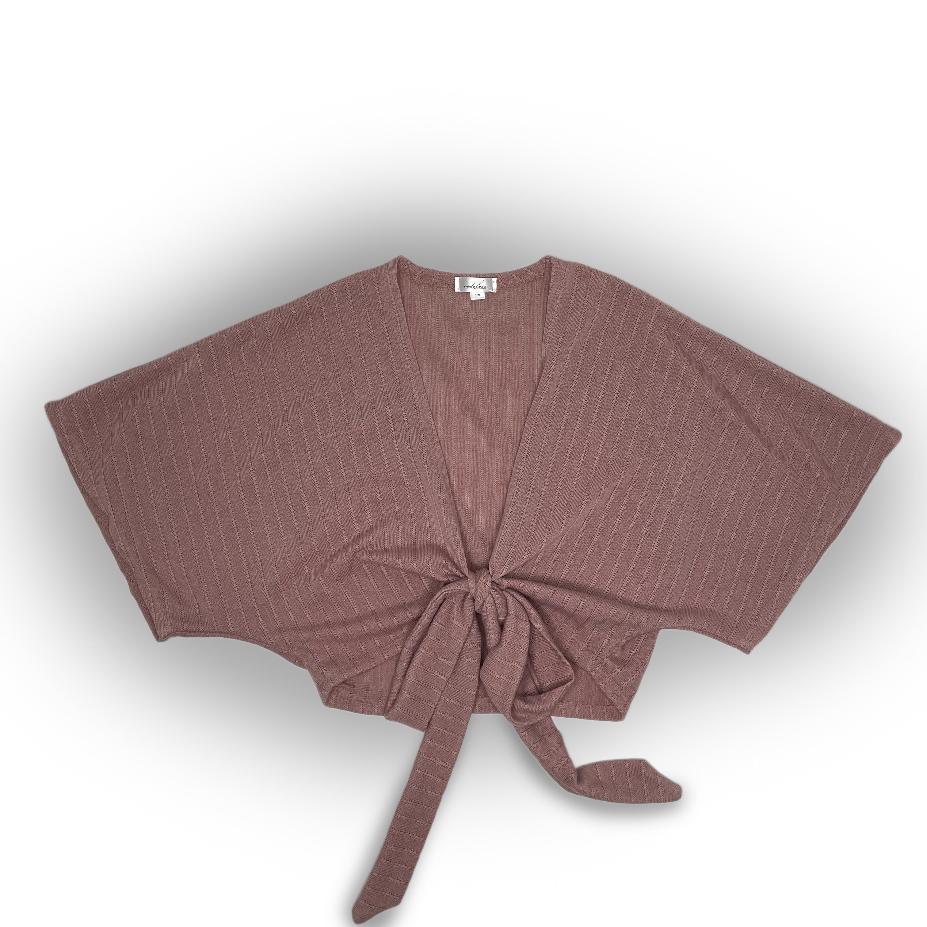 Cropped Sweater Knit Wrap Top Ballet Warm Up - Mauve