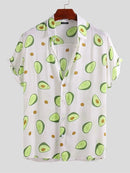 Men's Full Size Avocado Print Short Sleeve Button-Up Shirt Plus Size