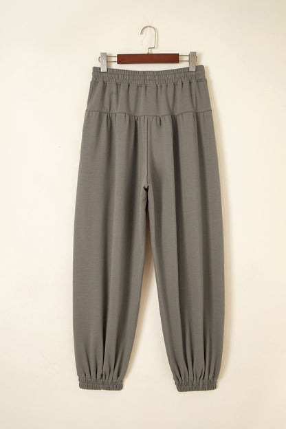 Drawstring Elastic Waist Wide Leg Pants