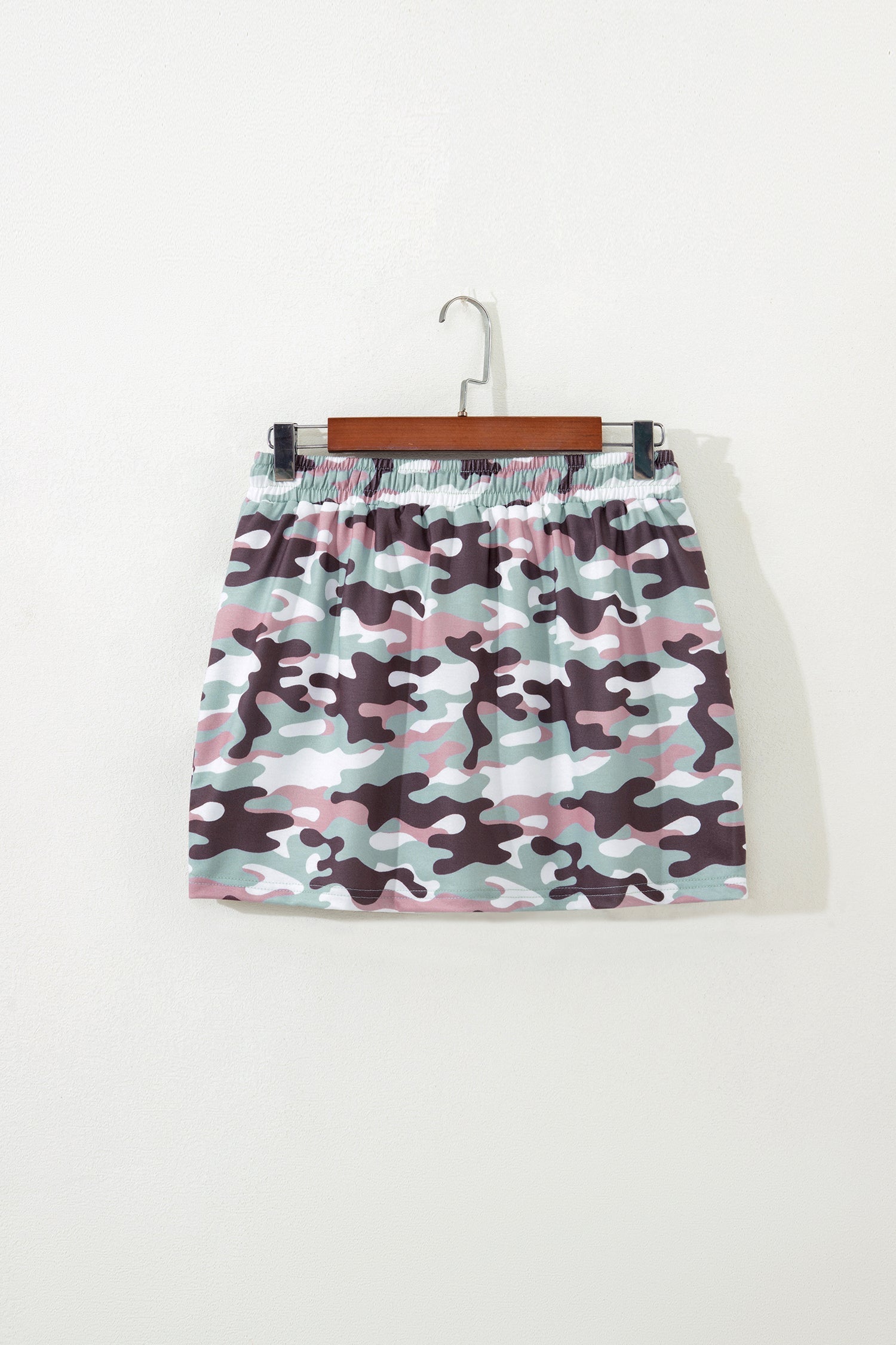 Camo Drawstring High Waist Mini Skort