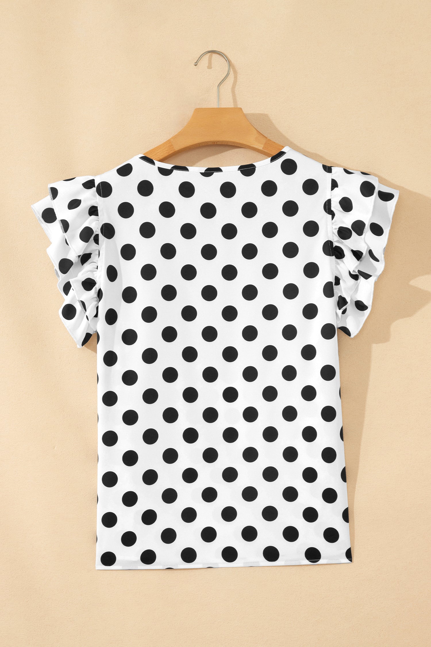 Polka Dot Ruffle Sleeve Blouse