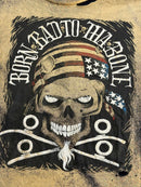 Vintage 80s Biker Skull Tshirt Born Bad to Tha Bone Thrashed