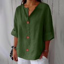 Women's V-Neck Buttoned Blouse