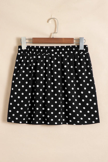 Polka Dot Drawstring Mini Skort