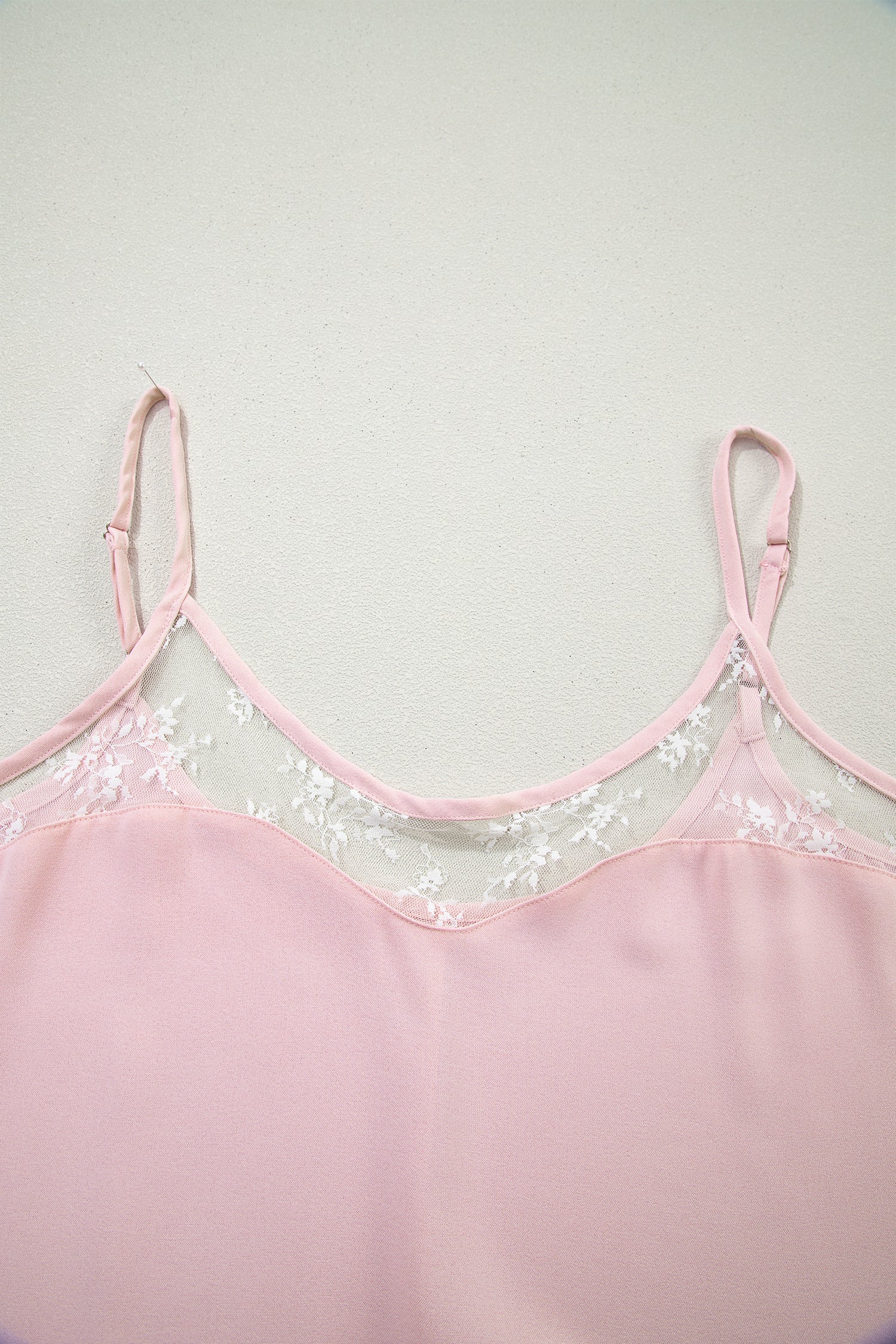Sheer Lace Patchwork Camisole Nightgown Dress