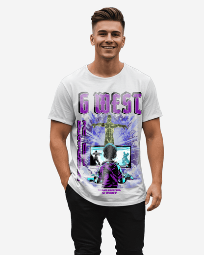 G West Game of G Baby Blue Black Oversized T-Shirt Mens