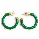Kelly Green with Gold Balls Minis Hoop Earrings