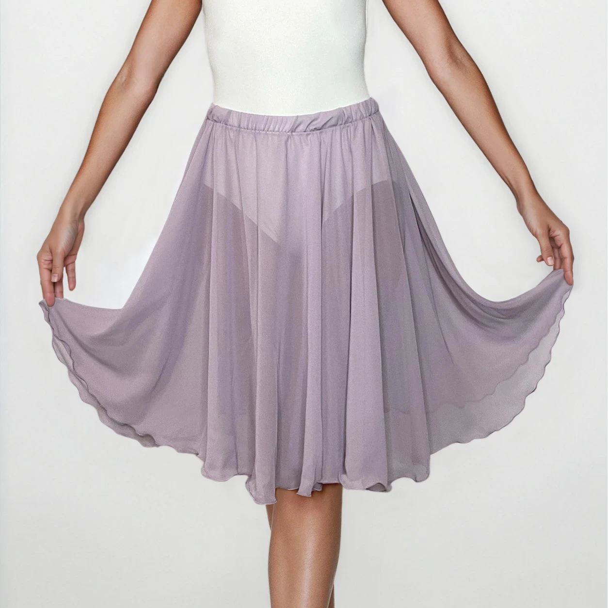 Light Purple Lavender Mist Chiffon Ballet Pull On Skirt - Ballet Rehearsal Skirt - Pirouette Skirt
