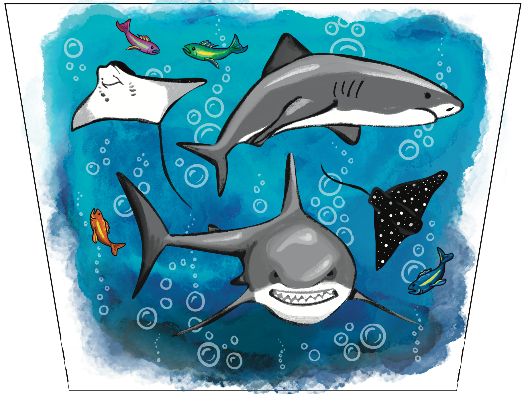 Lil' Jaws Full Sleeve Tattoo - Temporary Kids Tattoo Sleeve