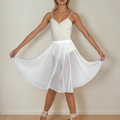 White Chiffon Ballet Pull On Skirt - Ballet Rehearsal Skirt - Pirouette Skirt