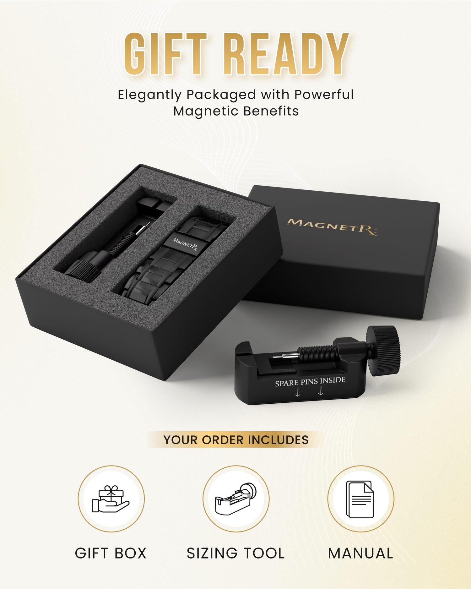 3x Strength Titanium Magnetic Bracelet for Men (Black)