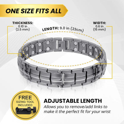 Ultra Strength Magnetic Therapy Bracelet Gunmetal Gray Classic