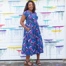 Adult "Oceans Aglow" Marine Life Cap Sleeve Maxi Dress With Pockets