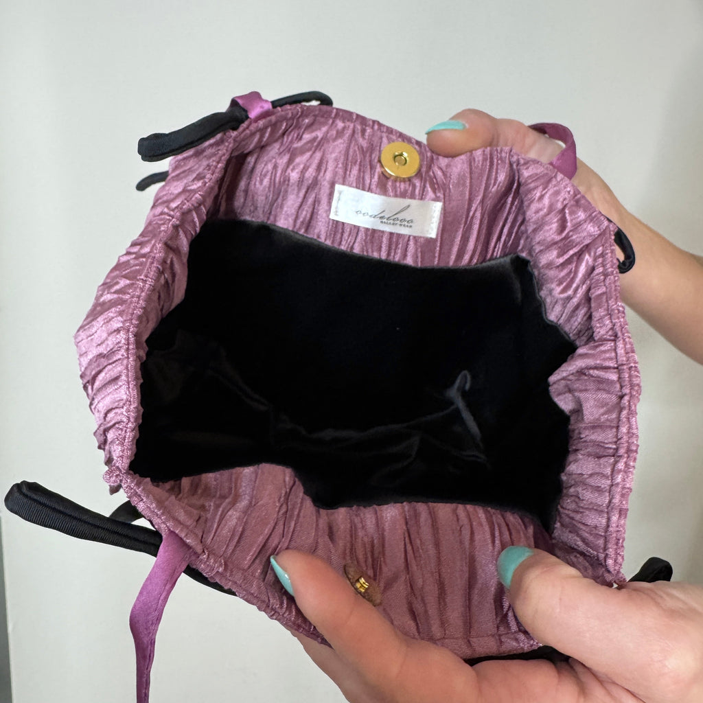 Chic Mini Silk Handbag – Purple Pleats
